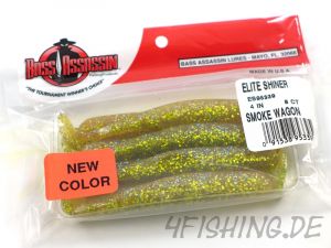 Bass Assassin ELITE SHINER in 4" Farbe SMOKE WAGON