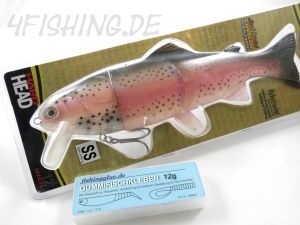 2. Wahl Schnäppchen: Castaic Hard Head Real Bait 12" (30,5 cm) in GHOST RAINBOW TROUT (slowsinking) II Wahl (Kopf und Körper nicht verbunden) + Kleber