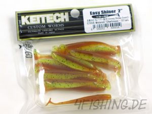 KEITECH Easy Shiner MOTOROIL / CHARTREUSE in 2" - aromatisierter Topgummi aus Japan