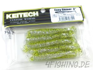 KEITECH Easy Shiner CHARTREUSE ICE SHAD in 3" - aromatisierter Topgummi aus Japan