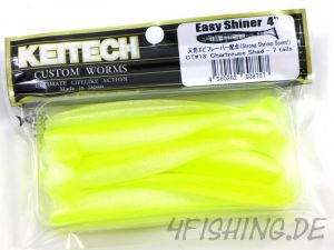 KEITECH Easy Shiner CHARTREUSE SHAD in 4" - aromatisierter Topgummi aus Japan