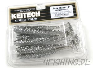 KEITECH Easy Shiner SILVER BAITFISH in 4" - aromatisierter Topgummi aus Japan