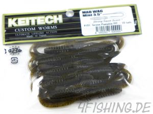 Keitech MAD WAG MINI 3,5" - der Wurmtwister #101 Green Pumpkin PP.