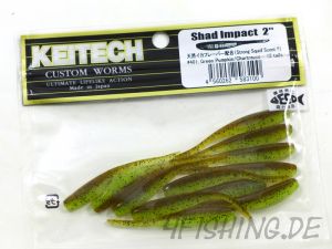 KEITECH Shad Impact GREEN PUMPKIN / CHARTREUSE in 2"