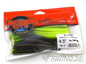 Lunker City Shaker in 4.5" (ca.11cm) GREEN PUMPKIN / CHARTREUSE (BA-EDITION)