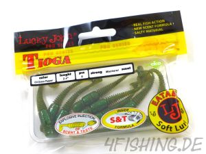 Lucky John Pro Series TIOGA in 2,4" (6,1 cm) in OIL GREEN PEPPER - der Barsch- & Forellenkiller!!!