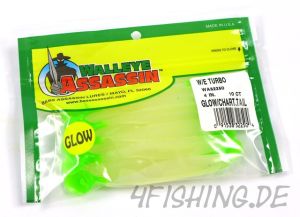 Bass Assassin Walleye Assassin (Turbo Sea Shad) in 4" GLOW CT