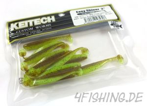 KEITECH Easy Shiner GREEN PUMPKIN /CHARTREUSE in 2" - aromatisierter Topgummi aus Japan