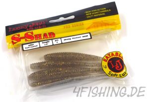 Lucky John Pro Series "S-Shad" 3,8" (9,6 cm) in GOLD ASPHALT