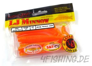 Der LJ-MINNOW in 3,3" (8,4 cm) von Lucky John in ORANGE CHARTREUSE - Raubfischkiller!!!