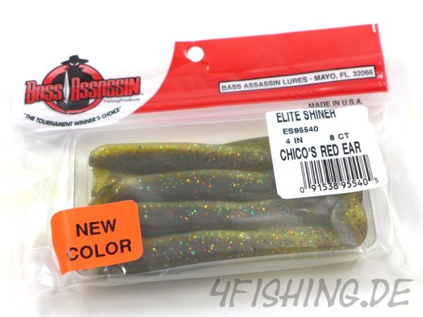 Bass Assassin ELITE SHINER in 4" Farbe CHICO´S RED EAR