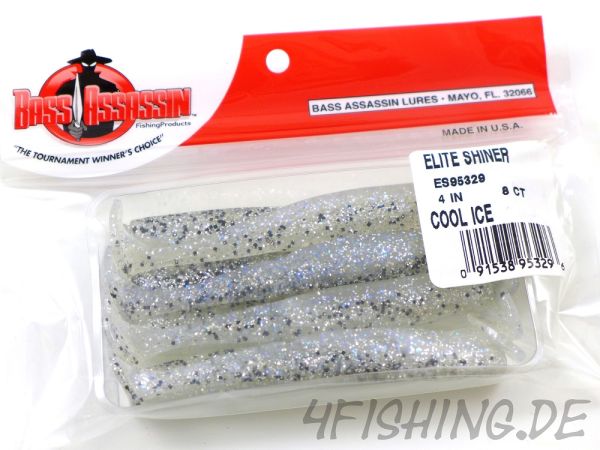 Bass Assassin ELITE SHINER in 4" Farbe COOL ICE