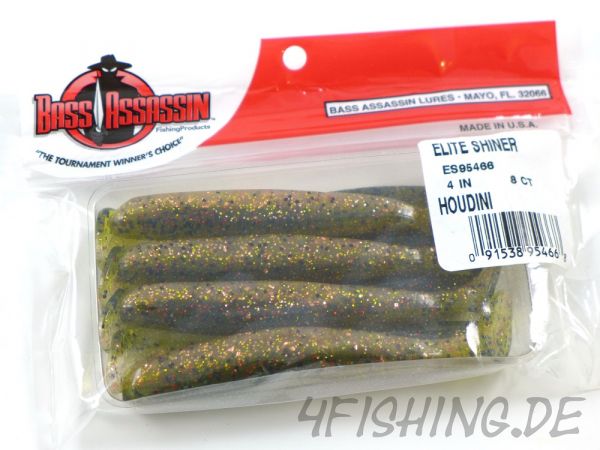 Bass Assassin ELITE SHINER in 4" Farbe HOUDINI