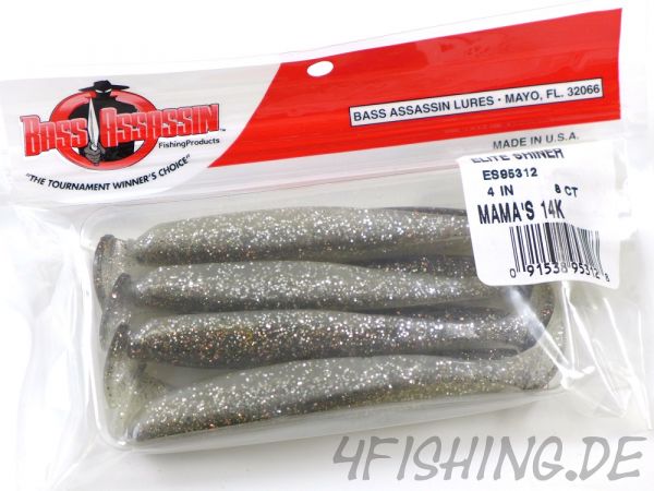 Bass Assassin ELITE SHINER in 4" Farbe MAMA´S 14K