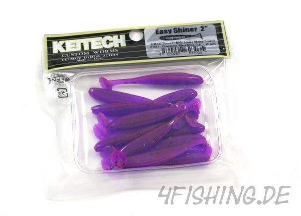 KEITECH Easy Shiner CHAMELEON / BLACK & BLUE FLK in 2" - aromatisierter Topgummi aus Japan