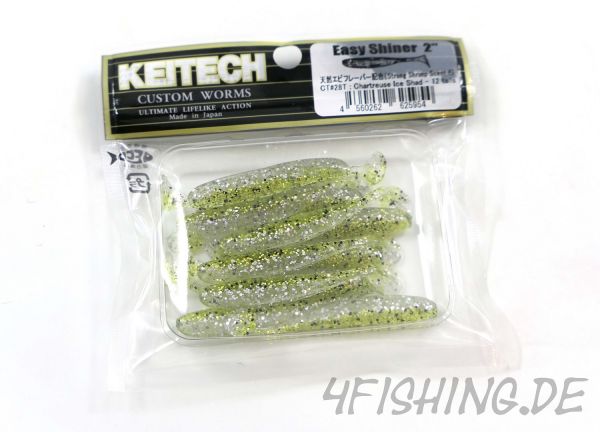 KEITECH Easy Shiner CHARTREUSE ICE SHAD in 2" - aromatisierter Topgummi aus Japan