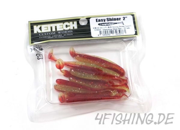 KEITECH Easy Shiner CHARTREUSE SILVER RED in 2" - aromatisierter Topgummi aus Japan