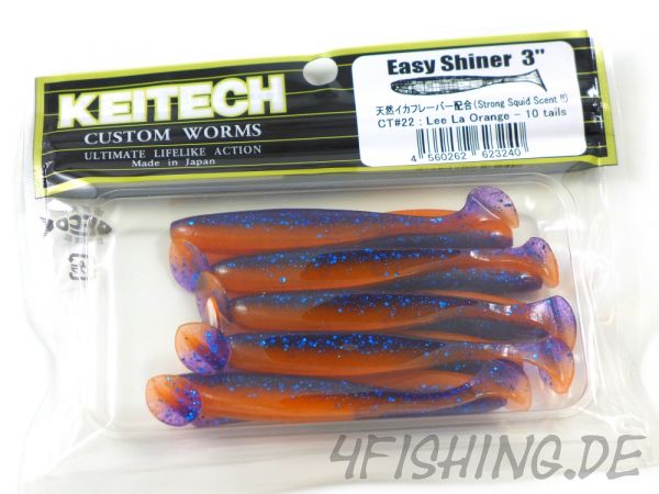 KEITECH Easy Shiner LEE LA ORANGE in 3" - aromatisierter Topgummi aus Japan