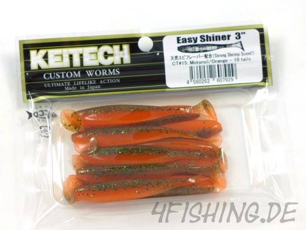 KEITECH Easy Shiner MOTOROIL / ORANGE in 3" - aromatisierter Topgummi aus Japan