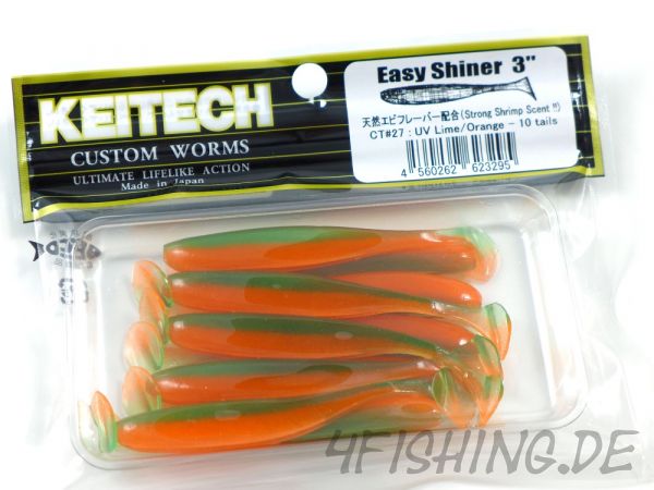 KEITECH Easy Shiner UV LIME /ORANGE in 3" - aromatisierter Topgummi aus Japan