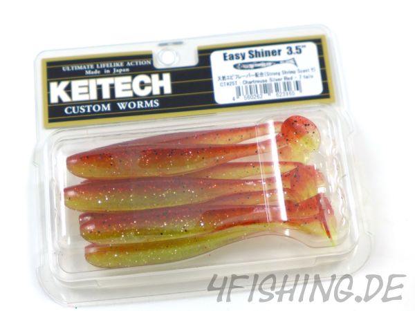 KEITECH Easy Shiner CHARTREUSE SILVER RED in 3,5" - Topgummi aus Japan