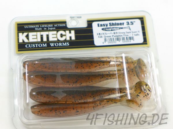 KEITECH Easy Shiner GREEN PUMPKIN FIRE in 3,5" - Topgummi aus Japan