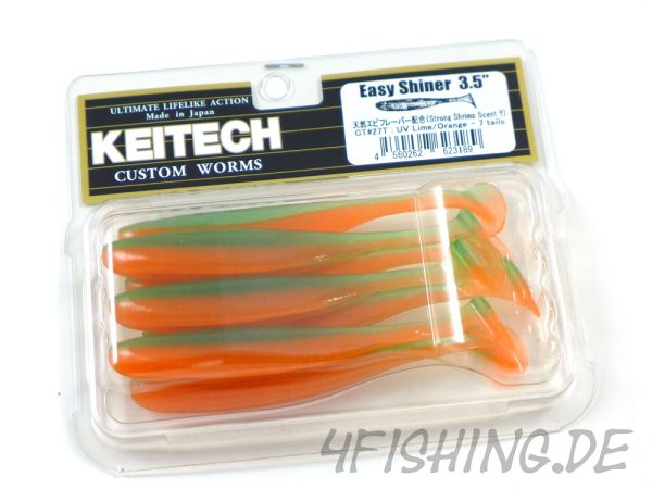 KEITECH Easy Shiner UV LIME / ORANGE in 3,5" - Topgummi aus Japan