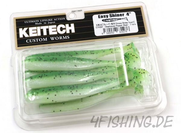 KEITECH Easy Shiner CHARTREUSE PEPPER in 4" - aromatisierter Topgummi aus Japan