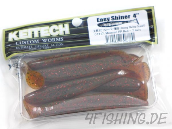 KEITECH Easy Shiner MOTOROIL PP. RED in 4" - aromatisierter Topgummi aus Japan