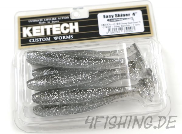 KEITECH Easy Shiner SILVER BAITFISH in 4" - aromatisierter Topgummi aus Japan