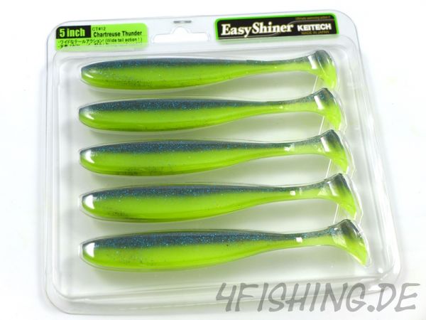 KEITECH Easy Shiner CHARTREUSE THUNDER in 5" - aromatisierter Topgummi aus Japan