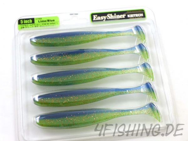 KEITECH Easy Shiner LIME / BLUE in 5" - aromatisierter Topgummi aus Japan