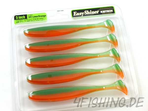 KEITECH Easy Shiner UV LIME / ORANGE in 5" - aromatisierter Topgummi aus Japan