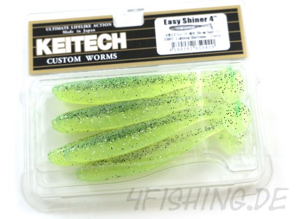 KEITECH Easy Shiner LIGHTNING CHARTREUSE in 4" - aromatisierter Topgummi aus Japan