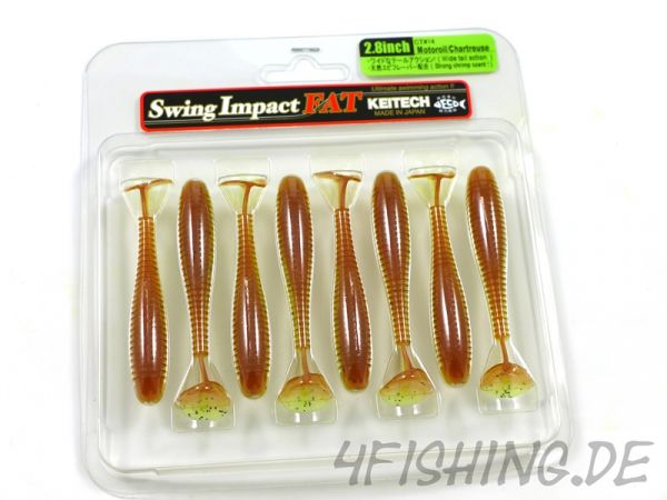 KEITECH FAT Swing Impact in 3.3" - Farbe MOTOROIL / CHARTREUSE