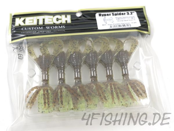 Keitech 3,2" HYPER SPIDER in GREEN PUMPKIN / CHARTREUSE