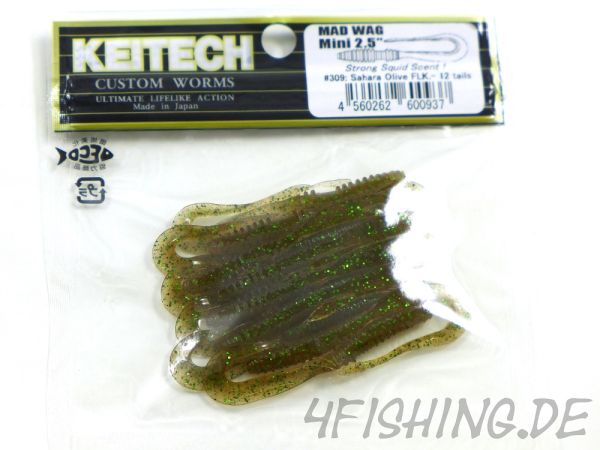 Keitech MAD WAG MINI 2,5" - der Wurmtwister #309 SAHARA OLIVE FLK.
