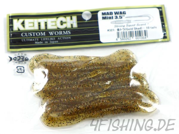 Keitech MAD WAG MINI 3,5" - der Wurmtwister #321 Gold Shad