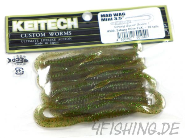 Keitech MAD WAG MINI 3,5" - der Wurmtwister #309 Sahara Olive Flk.