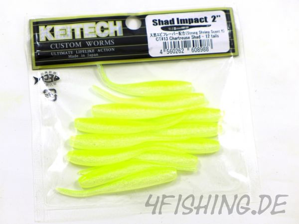 KEITECH Shad Impact CHARTREUSE SHAD in 2"