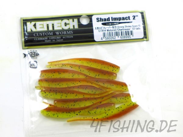 KEITECH Shad Impact MOTOROIL / CHARTREUSE in 2"