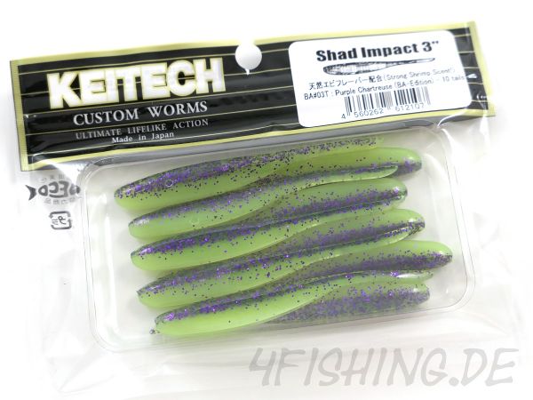 KEITECH Shad Impact PURPLE CHARTREUSE (BA-EDITION) in 3"