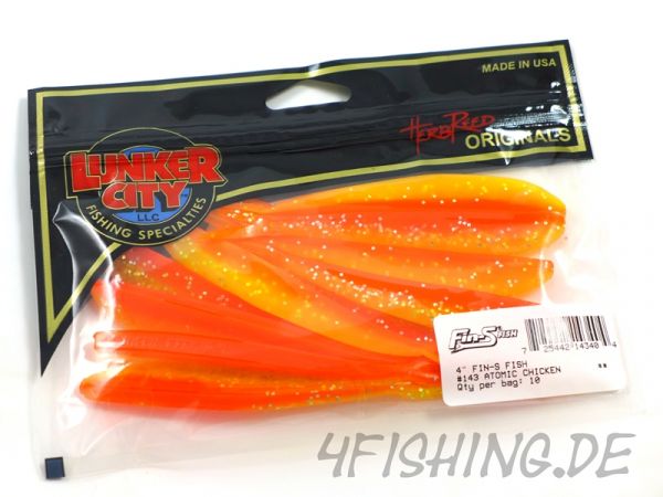 Lunker City Fin-S Fish in 4" ATOMIC CHICKEN