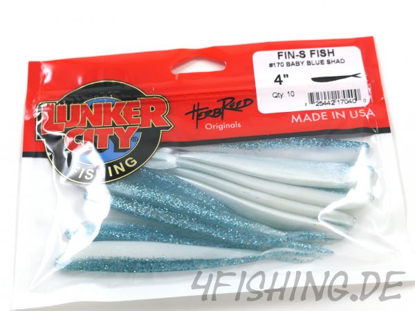 Lunker City Fin-S Fish in 4" BABY BLUE SHAD