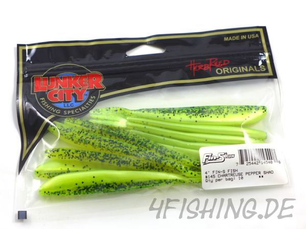 Lunker City Fin-S Fish in 4" CHARTREUSE PEPPER SHAD
