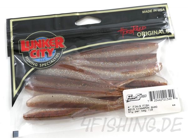 Lunker City Fin-S Fish in 4" CINNAMON SHAD