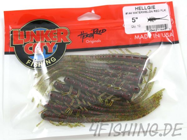 Lunker City - die Larve: HELLGIES in 5" in WATERMELON RED FLAKE