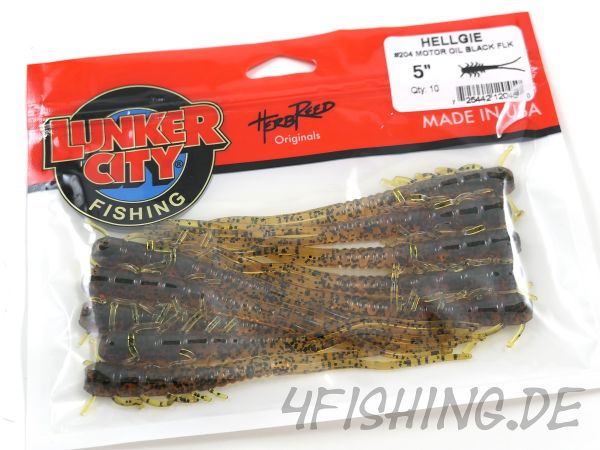 Lunker City - die Larve: HELLGIES in 5" in MOTOROIL PEPPER