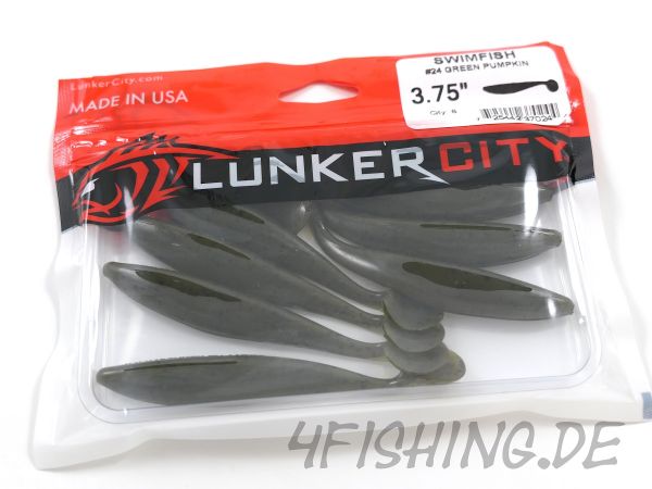 Der SWIMFISH in 3,75" von LUNKER CITY - GREEN PUMPKIN