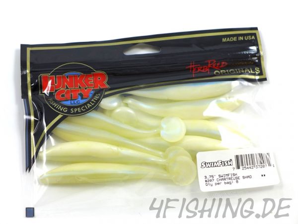 Der SWIMFISH in 3,75" von LUNKER CITY - CHARTREUSE SHAD